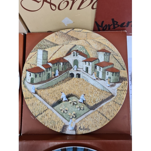 575 - Set of 4 1980's Decorative Italian plates of Norberto Franciscan Monks by Richard Ginori. Boxed with... 