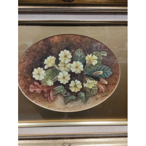 537 - A pair of signed Marie Graves watercolours of flowers. H 29cm x W 24cm.