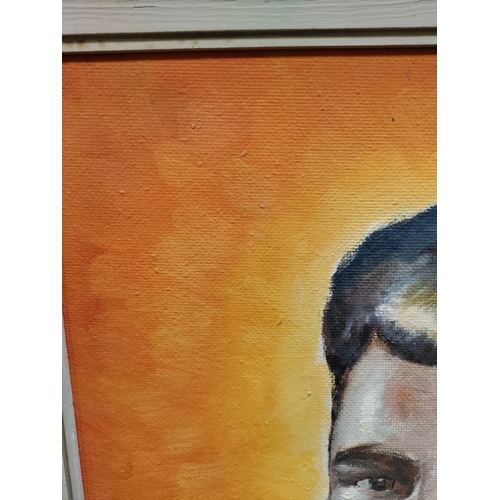 540 - An original oil on board of Muhammad Ali/Cassius Marcellus Clay. H 60cm x W 52cm.