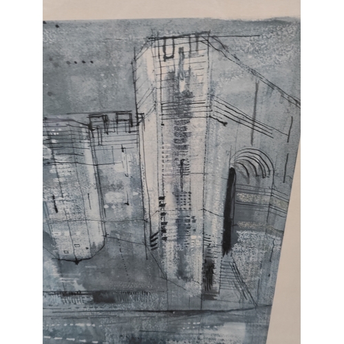 543 - A framed abstract print of city walls by John piper