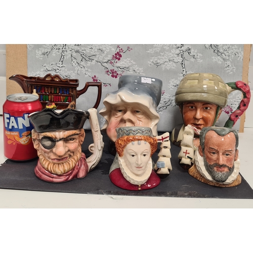 599 - Collection of 6 Toby Jugs to include Royal Doulton, Kingston, Royal Worcester and a Cat by Park Rose... 