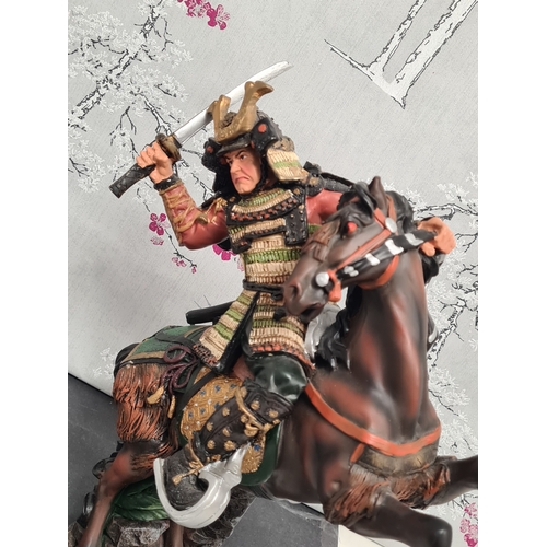 601 - Samurai Warrior on Horse Resin Figurine. Measures H30cm x W22cm