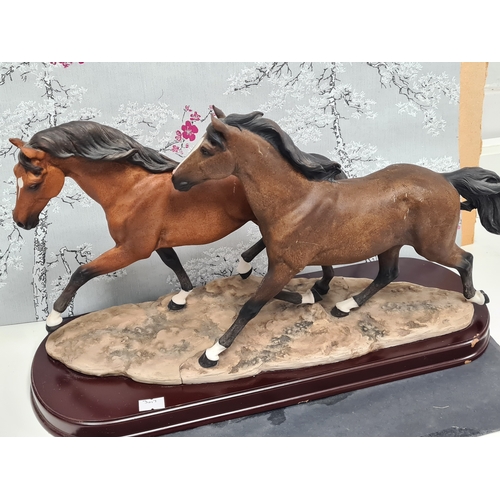 602 - 2 Horse figurines to include: Leonardo pair of wild horses H45cm x W26cm x D25cm AF & Originalities ... 