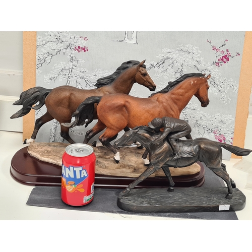 602 - 2 Horse figurines to include: Leonardo pair of wild horses H45cm x W26cm x D25cm AF & Originalities ... 