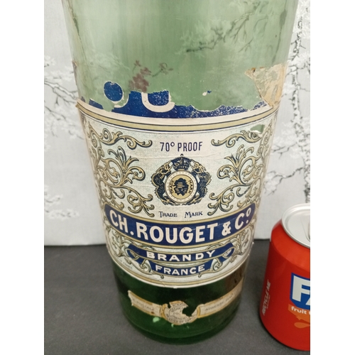 626 - Vintage 1970's Rouget Brandy France large decorative bottle plus 3 others . H 50cm x W 14cm.