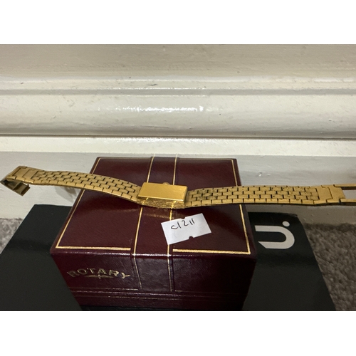 714 - Ladies rotary gold tone wrist watch in original box.