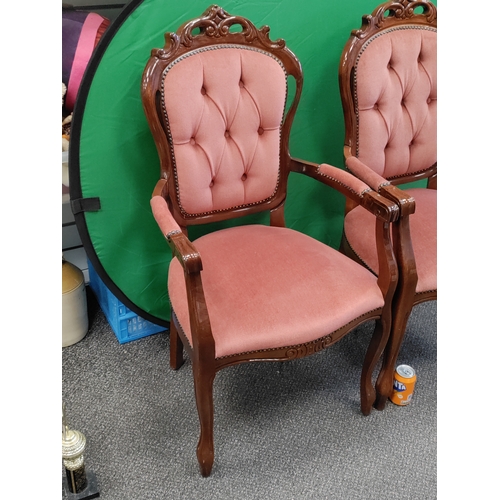 439 - A pair of antique style carver chairs