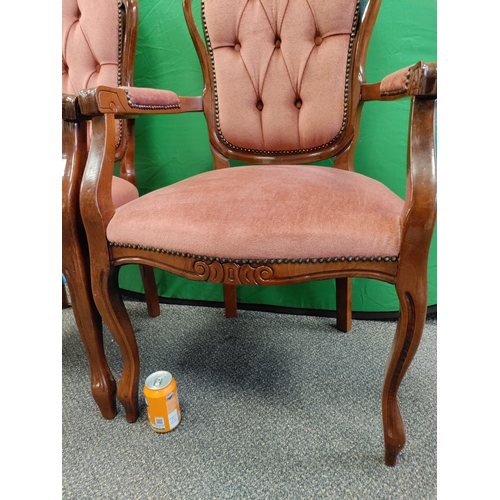 439 - A pair of antique style carver chairs