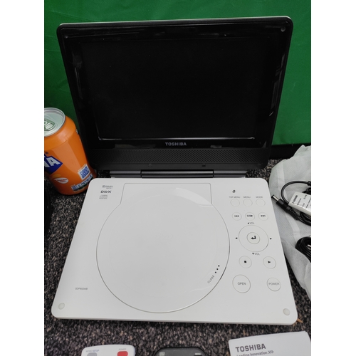 433 - Toshiba SDP95SWB portable DVD player with all accessories including spare battery for remote.