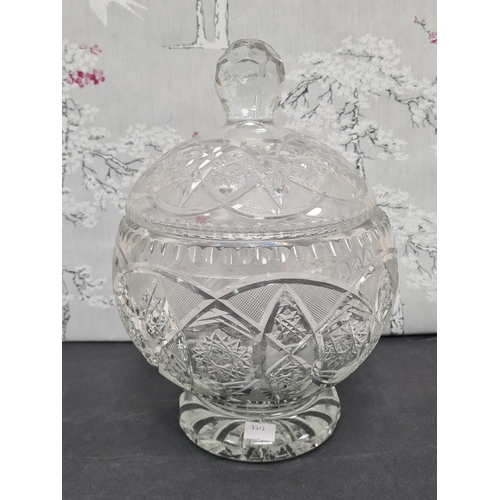 429 - Collection of cut glass to include: a large clear Bon Bon lead crystal bowl H28cm x 20cm in diameter... 