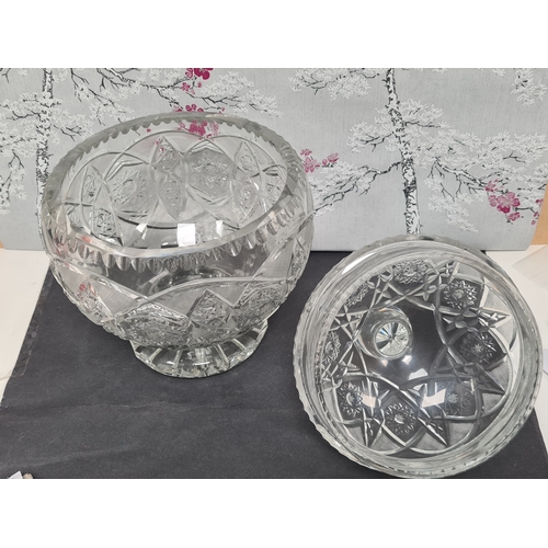 429 - Collection of cut glass to include: a large clear Bon Bon lead crystal bowl H28cm x 20cm in diameter... 