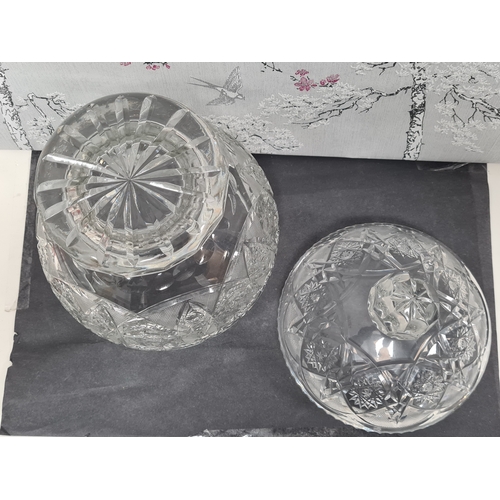 429 - Collection of cut glass to include: a large clear Bon Bon lead crystal bowl H28cm x 20cm in diameter... 