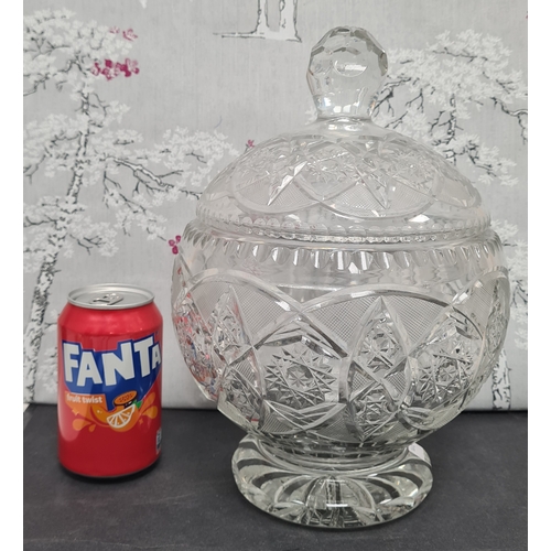 429 - Collection of cut glass to include: a large clear Bon Bon lead crystal bowl H28cm x 20cm in diameter... 