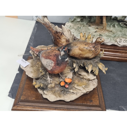 422 - Collection of 3 Italian Bird figurines to include Capodimonte: Large Pheasant signed G.A for Giusepp... 