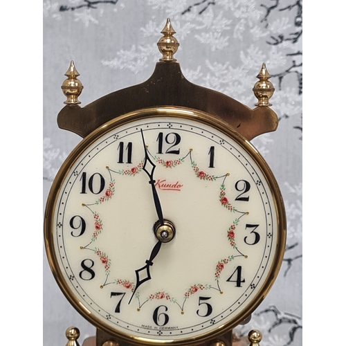 407 - Kundo Brass Carriage Clock with glass dome and detailed dial; Made by Kieninger & Obergfell of Germa... 