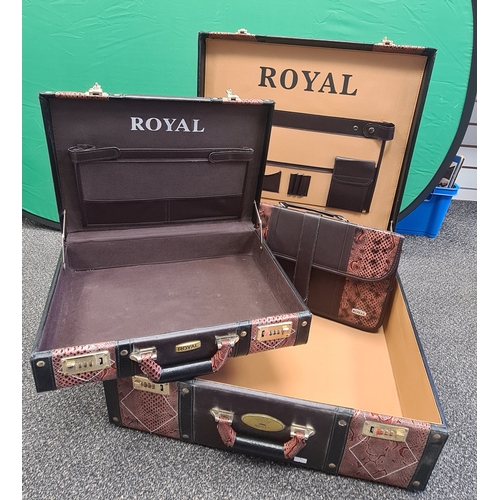 412 - Stylish Suitcase Set by Royal with faux snake skin design; this includes a suitcase, a knife case fo... 