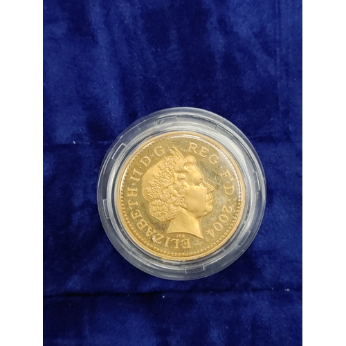 854 - Four 2004 royal mint 22ct gold proof one pound coins from the pattern collection with certificate an... 