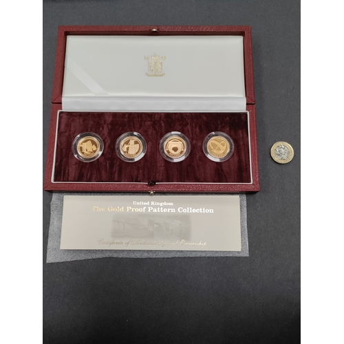 855 - The royal mint 2004 four 22ct gold proof pattern collection coins.