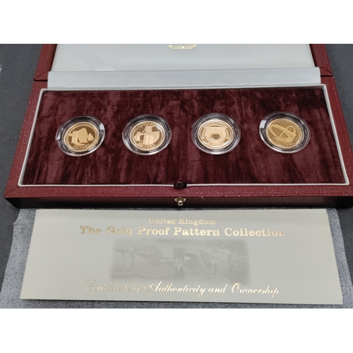 855 - The royal mint 2004 four 22ct gold proof pattern collection coins.