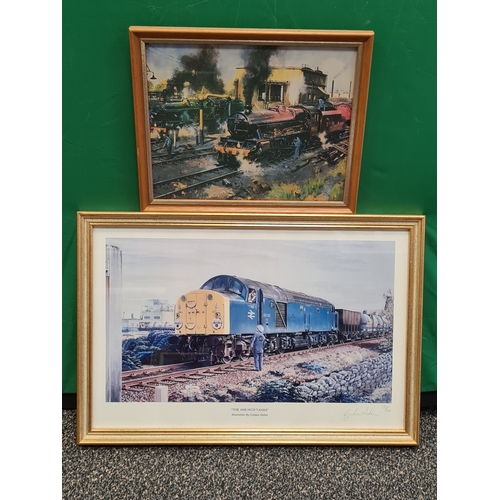 540 - Collection of 9 glass framed Locomotive prints, to include: Large Monet H48cm x 58cm, Small Monet 4o... 