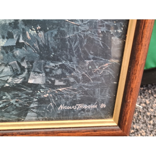 540 - Collection of 9 glass framed Locomotive prints, to include: Large Monet H48cm x 58cm, Small Monet 4o... 