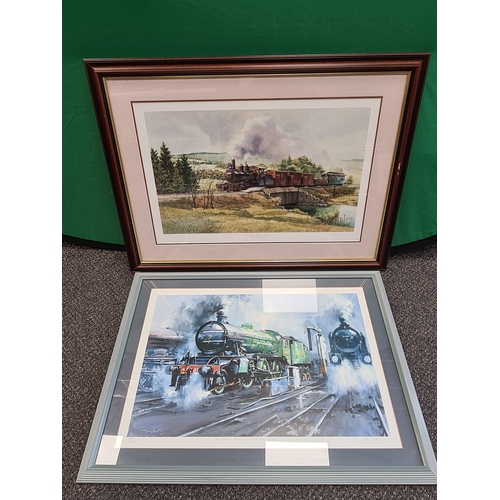 540 - Collection of 9 glass framed Locomotive prints, to include: Large Monet H48cm x 58cm, Small Monet 4o... 