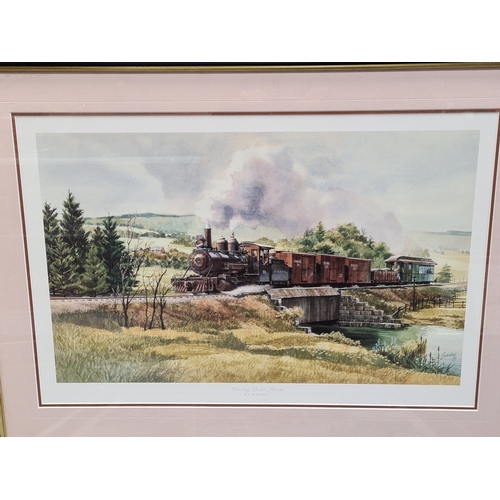 540 - Collection of 9 glass framed Locomotive prints, to include: Large Monet H48cm x 58cm, Small Monet 4o... 