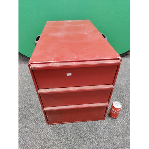 561 - 3 drawer metal tool chest, including contents of electrical components and fittings etc.