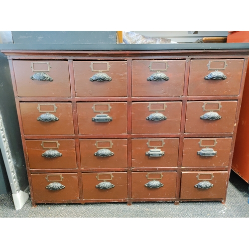 566 - Vintage 16 drawer apothecary cabinet; Full to the brim in every drawer with tools and all sorts of i... 