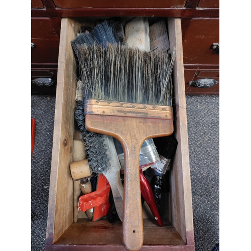 566 - Vintage 16 drawer apothecary cabinet; Full to the brim in every drawer with tools and all sorts of i... 