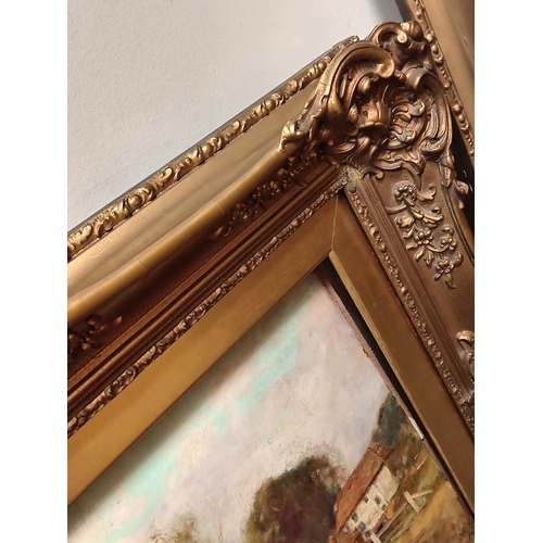 706 - Oil painting signed Yeend King V. P. R. I, in large ornate gilt frame H 68cm x W 85cm.