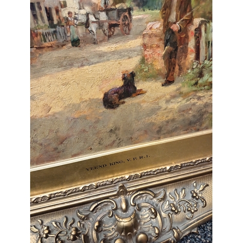 707 - Oil painting signed Yeend King V. P. R. I, in large ornate gilt frame H 68cm x W 85cm.