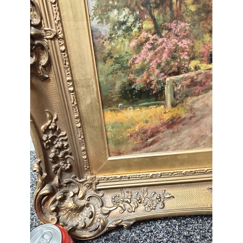 707 - Oil painting signed Yeend King V. P. R. I, in large ornate gilt frame H 68cm x W 85cm.