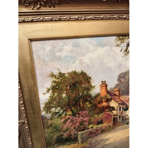 707 - Oil painting signed Yeend King V. P. R. I, in large ornate gilt frame H 68cm x W 85cm.