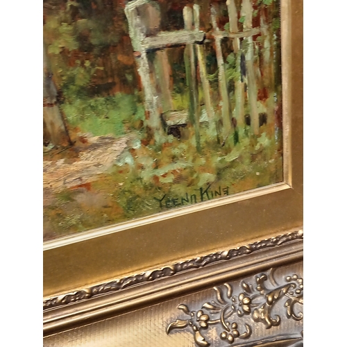 707 - Oil painting signed Yeend King V. P. R. I, in large ornate gilt frame H 68cm x W 85cm.