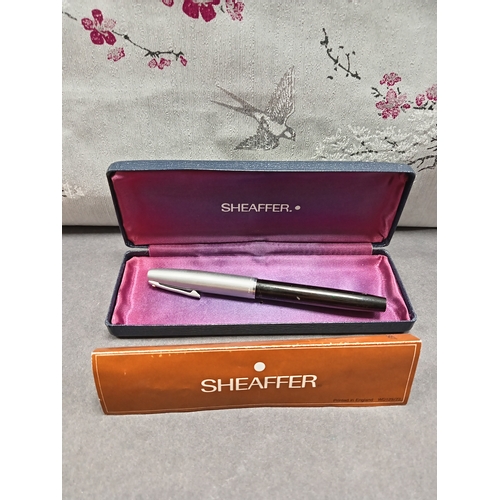 590 - Boxed black and chrome Sheaffer imperial fountain pen.