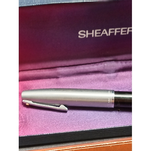 590 - Boxed black and chrome Sheaffer imperial fountain pen.