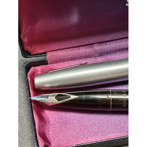 590 - Boxed black and chrome Sheaffer imperial fountain pen.