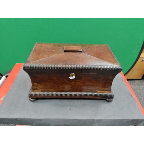 594 - Antique Regency rosewood Tea caddy/ Sarcophagus with mixing bowl.
Very slight damage on front corner... 