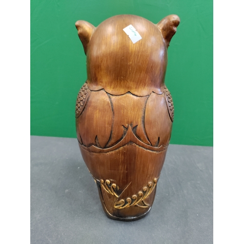 602 - Wooden hand carved owl with mirrored style chest