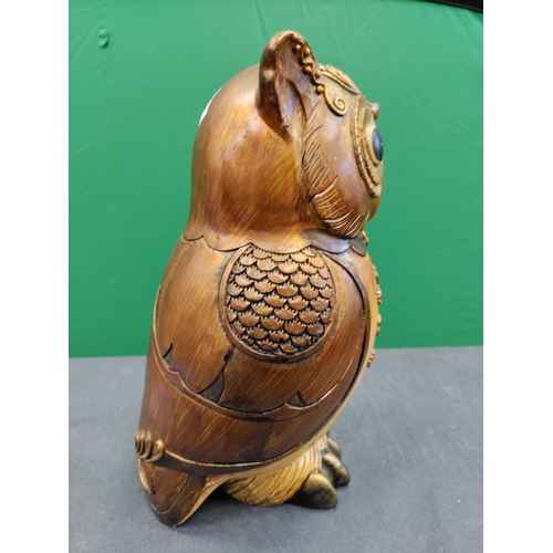 602 - Wooden hand carved owl with mirrored style chest