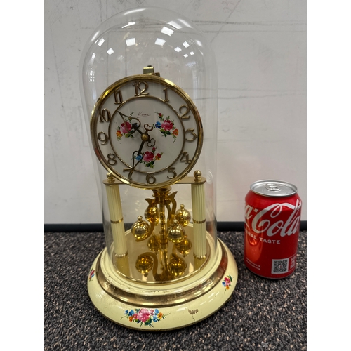 633 - Brass and floral anniversary clock