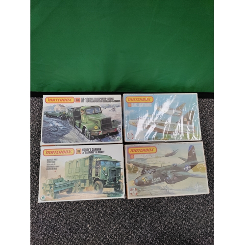 640 - Lot of 4 matchbox military vehicle model kits. Including: 1:76 scale M-19 Tank transporter, 1:76 sca... 