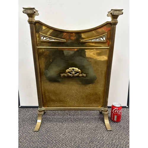 645 - Solid brass Edwardian fire guard.