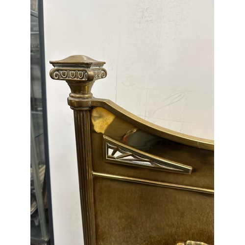 645 - Solid brass Edwardian fire guard.