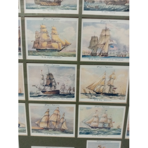 675 - A framed lot of 25 H. M. S Players Cigarette cards and a framed print of Frederick Morgan painting '... 