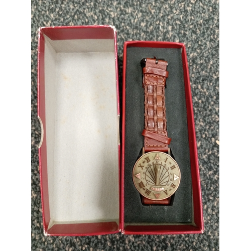 851 - Vintage Fossil Sundial watch with leather strap. SD7629.