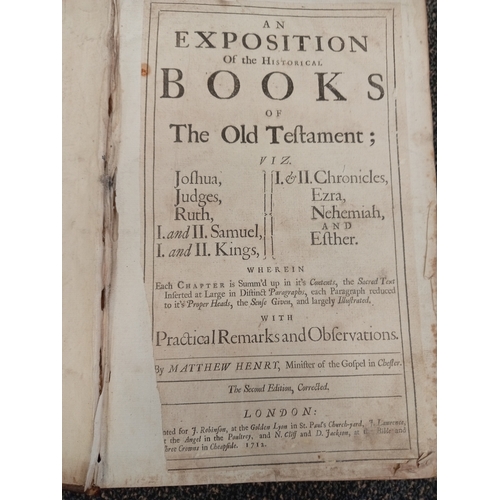 691 - Antique 1714 Bible 'An Exposition of the Historical Books of the Old Testament' printed in London.