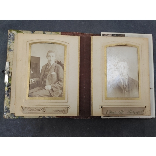 604 - Antique Victorian small leather photo album. Reads 'a present from Aberystwyth'. inside various phot... 