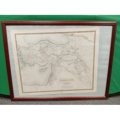 724 - Antique framed map depicting the region of Turkey and surrounding areas in Asia circa 1855